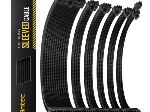 AT ECAB BK300 C1P4 BK Antec 300mm Sleeved Braided Power Extension Cable Kit Black wr 01 1 AT ECAB BK300 C1P4 BK Antec 300mm Sleeved Braided Power Extension Cable Kit Black wr 01 1