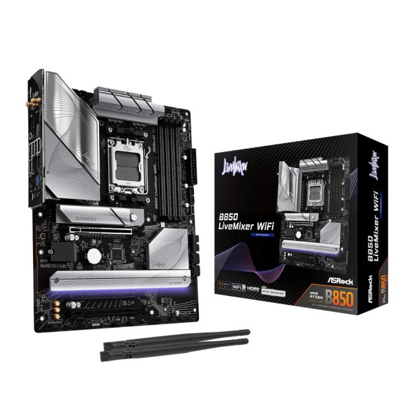 B850LIVEMIXERWIFI ASRock B850 LiveMixer WiFi AM5 ATX Gaming Motherboard wr 01 1 B850LIVEMIXERWIFI ASRock B850 LiveMixer WiFi AM5 ATX Gaming Motherboard wr 01 1