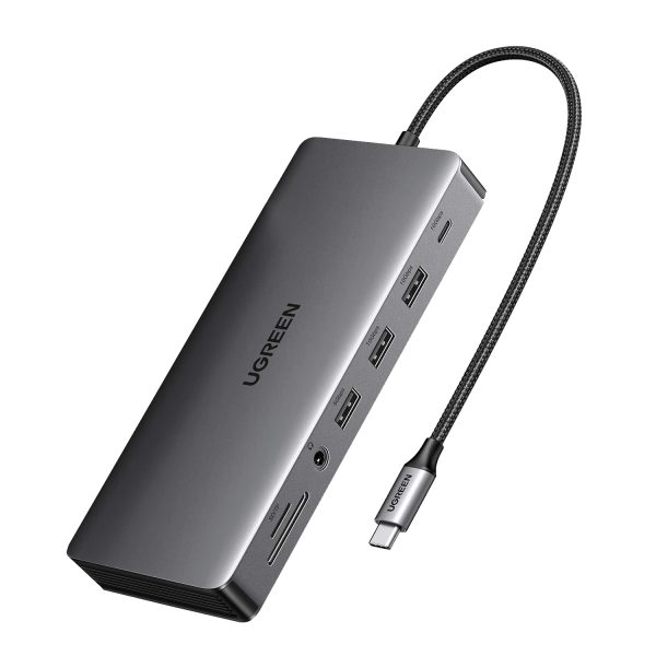 CM681 15978 UGreen CM681 Revodok Pro 13 in 1 USB Type C HDMI and DisplayPort Docking Station Silver wr 01 1