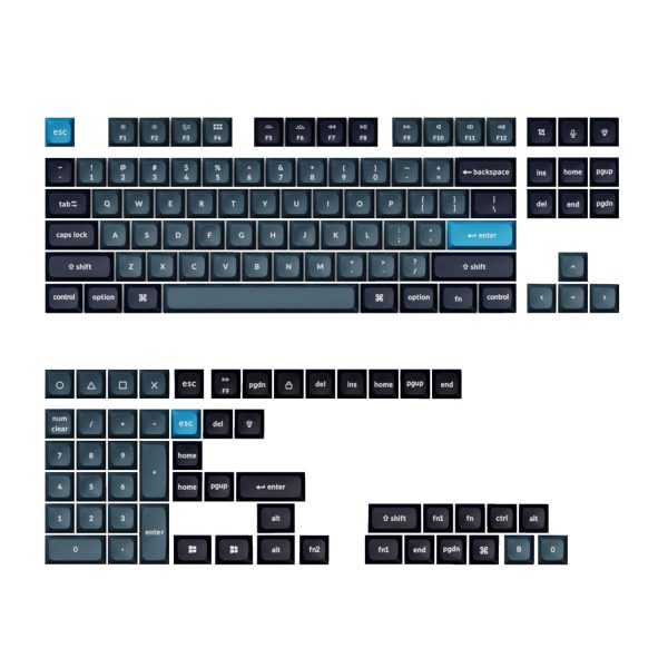 PBT 45 Keychron Double Shot KSA PBT Keycap Set Dark Grey Blue wr 01b 1