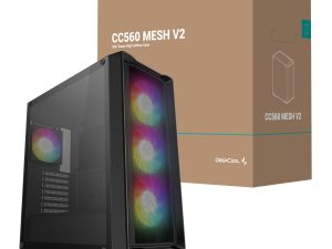R CC560 BKAMA4 G 2 DeepCool CG560 MESH V2 ATX Mid Tower Airflow Gaming Chassis – Black wr 01 1