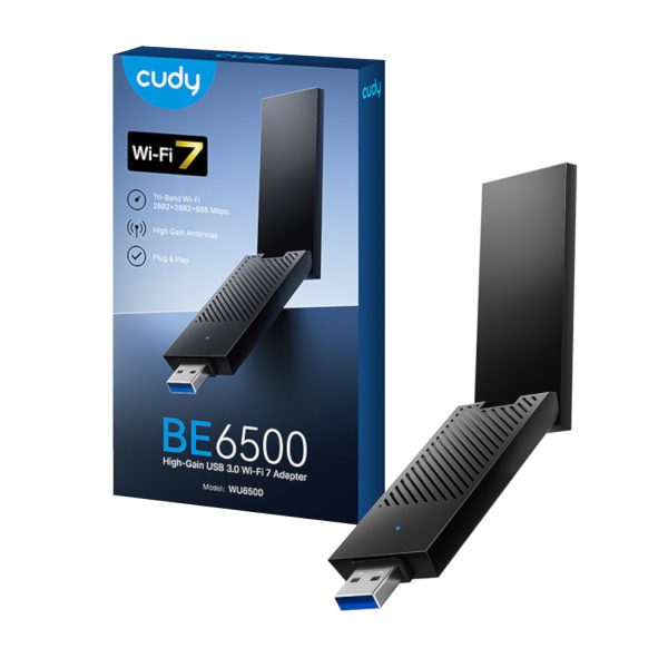 WU6500 Cudy WU6500 BE6500 High Gain USB 3.0 Wi Fi 7 Adapter Black wr 01a WU6500 Cudy WU6500 BE6500 High Gain USB 3.0 Wi Fi 7 Adapter Black wr 01a